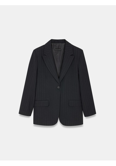 Dilvin 60829 Çizgili Kruvaze Blazer-siyah