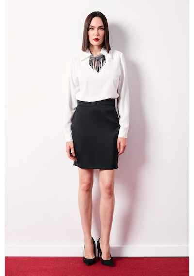 Sateen Kolyeli Salaş Bluz - Ekru-134624 Ekru
