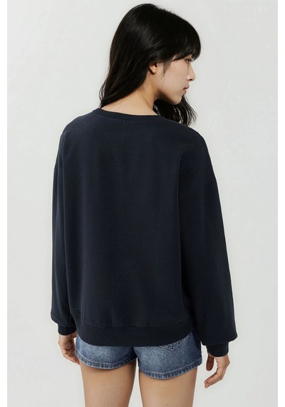 Hiccup Baskılı Yuvarlak Yaka Rahat Kesim Sweatshirt Gece Mavisi