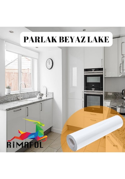 Rimafol Yapışkanlı Folyo Mutfak Tezgah Dolap Ve Mobilya Kaplama Folyosu 61cmx4m Parlak Beyaz