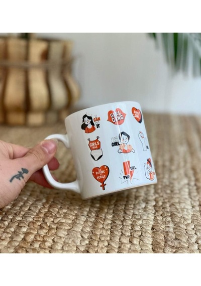 Girl Gang Tasarımlı Kupa Beyaz - Çok Renkli