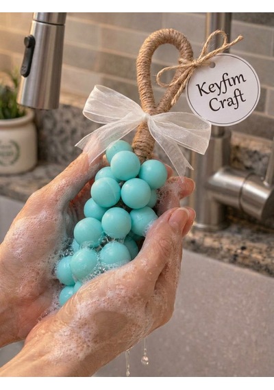 Keyfim Craft El Yapımı Su Yeşili Üzüm Tanesi Tasarımlı Banyo Ve Dekoratif Sabun Lavanta