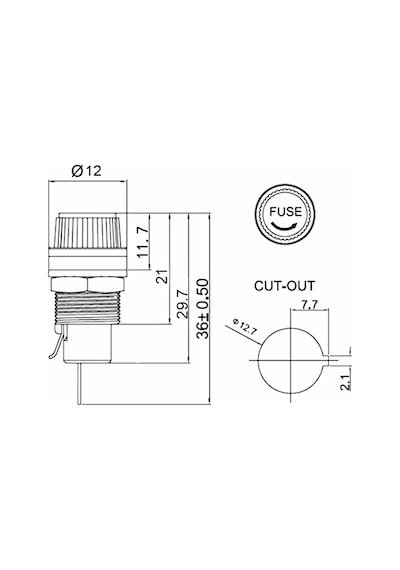 Panel Montaj 5x20mm Cam Sigorta Kutusu 10a 250v R3-12 Elektrikli Cihaz Ev Aletle 12mm Montaj Deliği