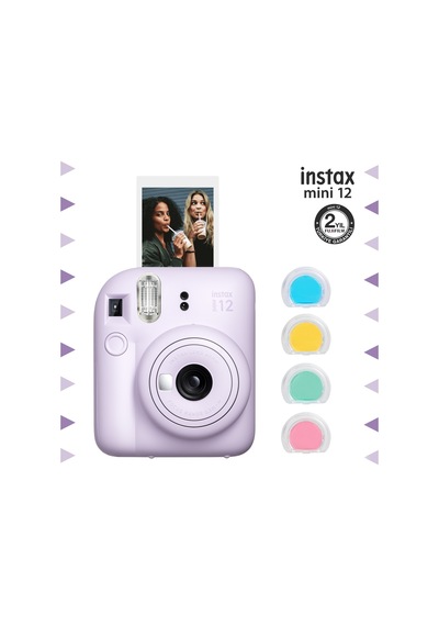 Fujifilm Instax Mini 12 Fotoğraf Makinesi + 4'lü Renkli Lens Seti Lila
