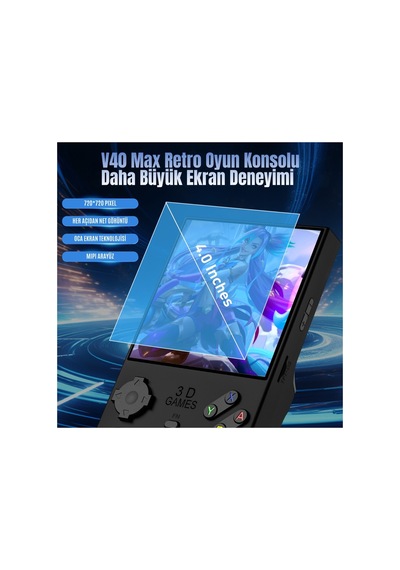 Retro Arcade V40 Max Arkos 2.0 +40.000 Oyunlu El Konsolu 256 Gb