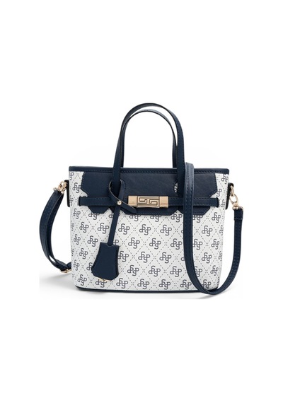 Silver & Polo Silver Polo Beyaz - Lacivert Monogram Kadın El Çantası Sp1185