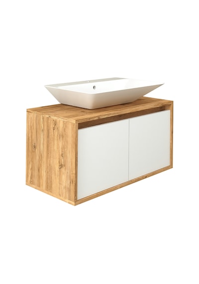 Banos Roomart Ayaksız 2 Kapaklı Lavabolu Ahşap-Mat Beyaz Mdf 85 . Beyaz