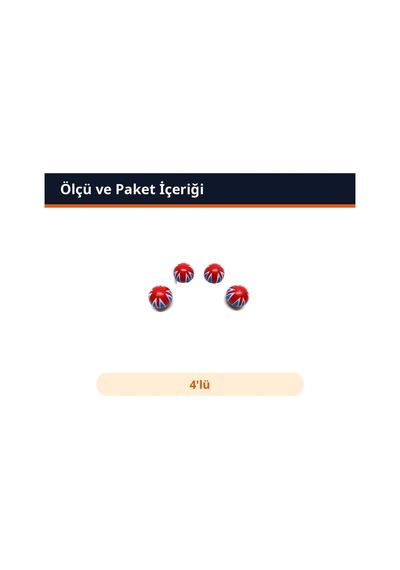 Trobus Sibop Kapağı İngiltere Bayraklı Yuvarlak 4'lü Abs Plastik