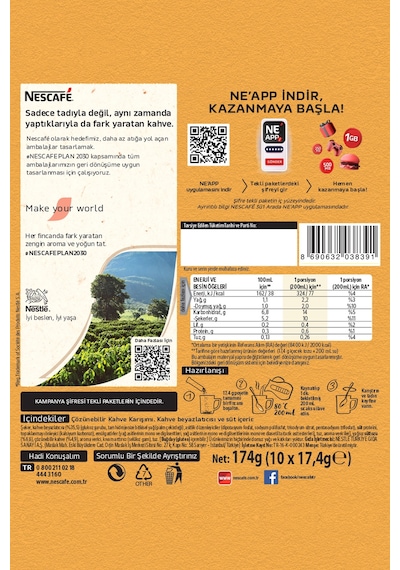 Nescafé 3ü1 Arada Sütlü Köpüklü Çözünebilir Kahve 17,4g 10'lu Paket 10x6 Diğer
