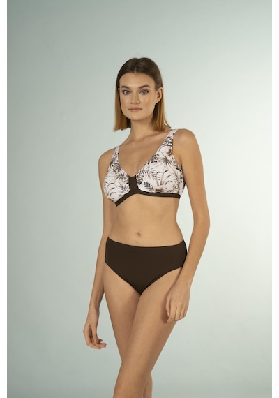 Estiva Desenli Luplu Toparlayıcı Bikini Takımı - Kahverengi
