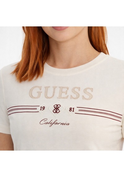 Guess V6gı06k2967 Febe Ss Cn Kadın Tişört Krem