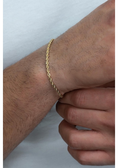 İnce Gold Renk Halat Model Burgulu Unisex Çelik Bileklik Eck28bi