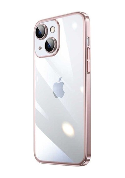 Apple Uyumlu iPhone 13 Kılıf Sert Pc Renkli Çerçeveli Zore Riksos Kapak Rose Gold