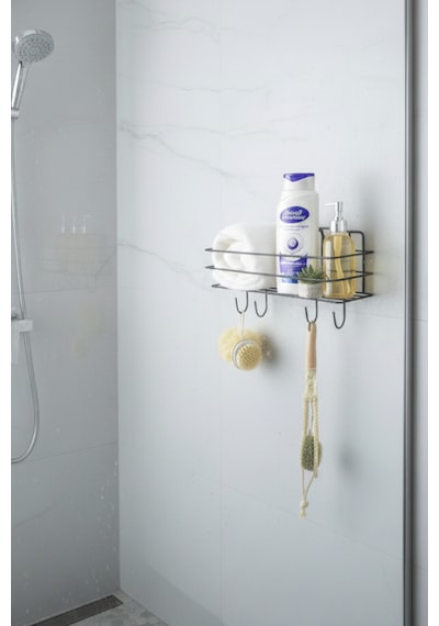 Kendinden Yapışkanlı Asılabilir Kancalı Banyo Ve Mutfak Düzenleyici Organizer - Siyah Siyah