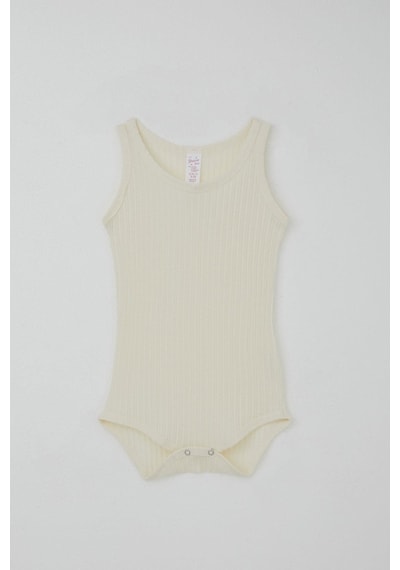Breeze Kız Bebek Çıtçıtlı Atlet Zıbın Body Jakarlı 9 Ay-3 Yaş, Ekru