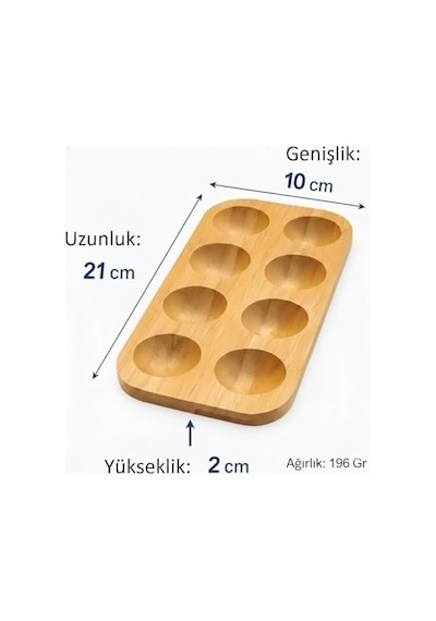 Bambu Yumurtalık 8 Gözlü, Suya Dayanıklı Pürüzsüz Yumurta Standı, Tezgah Ve Dolap Kullanımı 2 Açık Ahşap