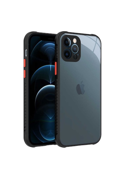 Kilifone - İphone 12 Pro Uyumlu Kılıf Arkası Şeffaf Renkli Kenarlı Kaff Kapak - Kırmızı - T16600