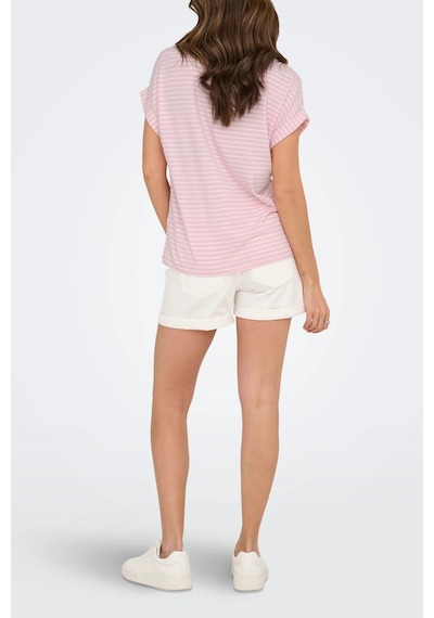 Only Bayan T Shirt 15206243 Pembe-beyaz Pembe-beyaz