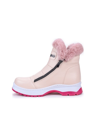 Kiko Kids 250 Rugan Çatlak Fermuarlı Kız Çocuk Bot Ayakkabı Pudra