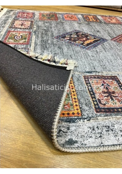 Salerno Çamaşır Makinesinde Yıkanabilir Kilim Halı Hs1007 Çok Renkli