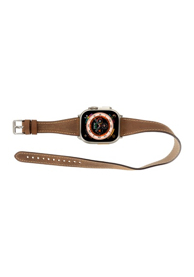 Alpıne Slim Double Tour Heritage Saddle Hakiki Deri Apple Uyumlu Watch Kordonu - 44/45/46/49mm