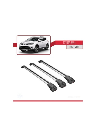 Toyota Rav4 2013-2018 Arası İle Uyumlu Ace-1 Ara Atkı Tavan Barı Gri 3 Adet Bar