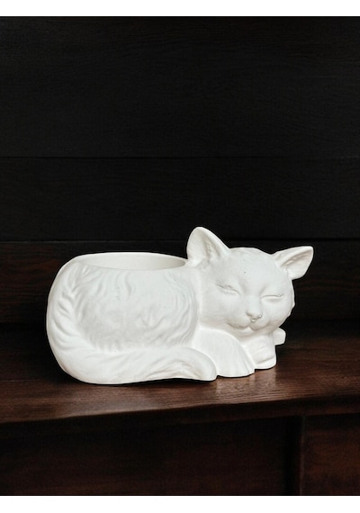 Kedi Dekoratif Kaktüs Ve Sukulent Saksısı, El Yapımı Minimalist Ev Dekoru, Masa Dekoru