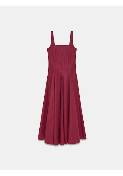 DİLVİN 90941 Kare Yaka Askılı Midi Elbise-bordo