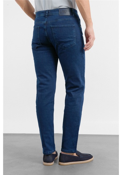 İmza Lacivert Gabardin 5 Cep Düz Paça Casual Slim Fit Pamuklu Denim Pantolon 1023255161