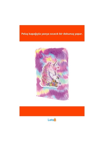 Çiçekli Unicorn Tasarımlı Peluş Hatıra Defteri A5 80 Yaprak Çok Renkli