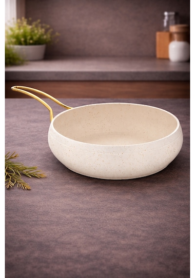 Caldora 26 Cm Gold Saplı Krem Güveç Tava Yanmaz Yapışmaz