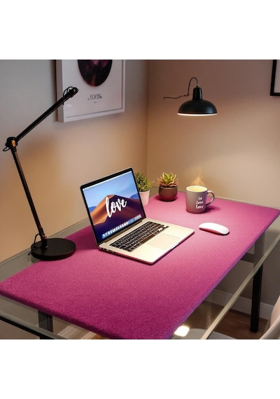 Mouse Pad Pembe Masa Matı 140x80cm Suni Deri Desk Mat Ev Dekor