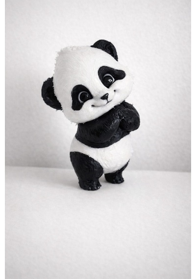 Sevimli Panda Boyama Seti Boyasız Panda Figürü + 6 Renk Akrilik Boya & Fırça