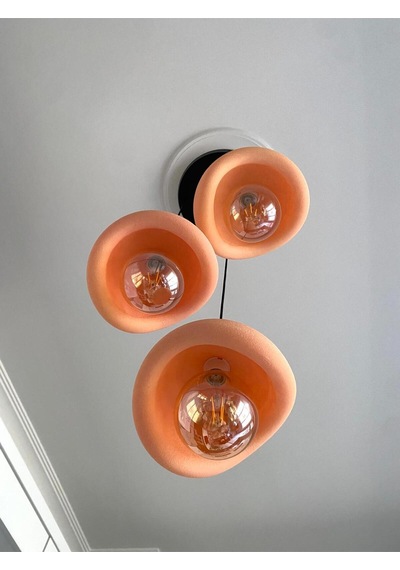 Beton Görünümlü Modern Şık İskandinav Tarz 3 Başlıklı Avize 25cm Ampul Dahil Değildir Nestvibe Pembe