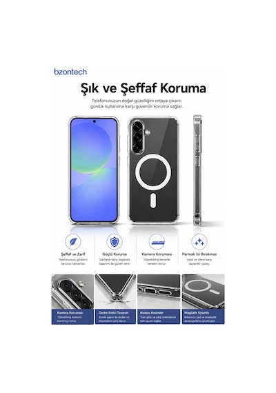 Samsung Galaxy Uyumlu A36 5G / A56 5G  Yumuşak Magsafe Kablosuz Şarj Destekli Şeffaf Kılıf Kamera İçin Yükseltilmiş Çerçeve - A56 5G