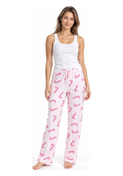 Fit Women Kadın Çizgili Bluz Desenli Askılı Beyaz Pijama Takımı