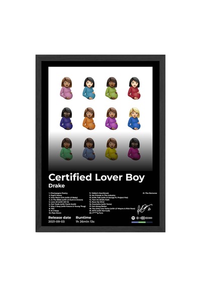 Drake Certified Lover Boy Siyah Ahşap Çerçeveli Poster, Dekoratif Müzik Albüm Duvar Tablosu