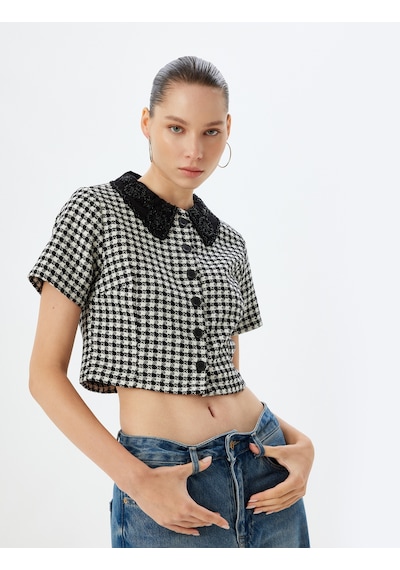 Koton Tüvit Gömlek Ceket Düğmeli Klasik Yaka Kısa Kollu Slim Fit Siyah Ekose 5wal60032ıw Siyah Koton Tüvit Gömlek Ceket Düğmeli Klasik Yaka Kısa Kollu Slim Fit Siyah Ekose 5wal60032ıw Siyah