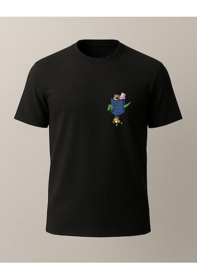 Oyuncak Hikayesi Cep Tasarımı Baskılı T-shirt Siyah