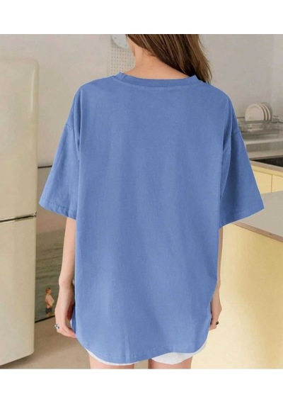 Kozia Outdoors Malkoçbey Holiday Baskili Oversize Unisex Basic T-shirt Mavi