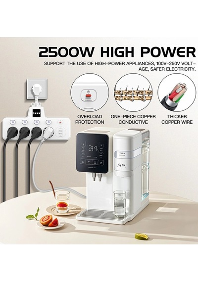 Termal Akım Korumalı 4 Lü Duvar Tipi Priz 2x Usb 2x Type-c Çıkışlı Grup Priz Çoğaltıcı Beyaz 2500w 0-2