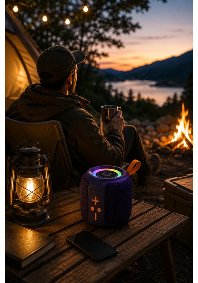 Taşınabilir Bluetooth Hoparlör 6w Güçlü Ses, Rgb Led Işık, 1500 Mah Batarya, Tf Kart Destekli Kablosuz Mini Hoparlör