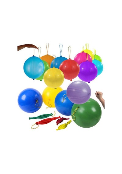 Lastikli Zıpzıp Balon Ipli Punch Panç Büyük Balon 10 Adet