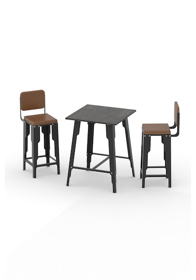 Retodesign Lotus Kare Bar 2 Sandalyeli Takım 9102 Antrasit - Siyah