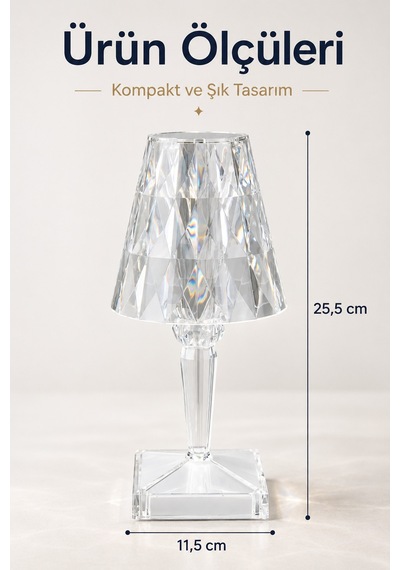 Prizma Kristal Led Masa Lambası 3 Renk Işıklı Dekoratif Aydınlatma 8381888