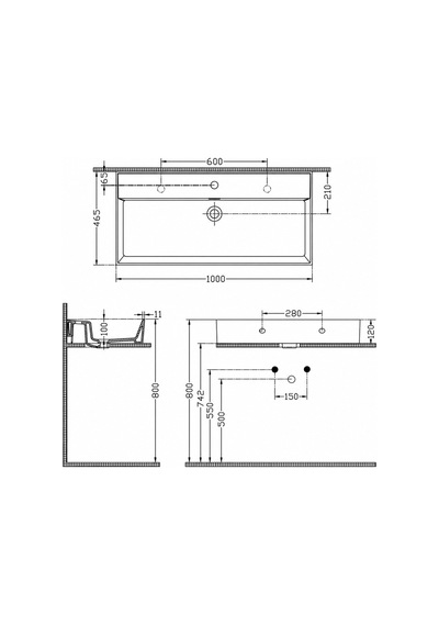 Dura Niva Kare Çanak Lavabo 100x46,5 Cm Tezgah Üstü Batarya Deliksiz Beyaz 5255