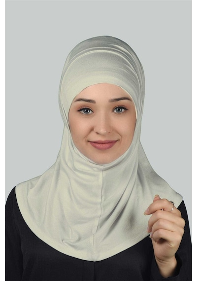 Altobeh İkili Set Pratik Eşarp Hazır Türban ve Hijab Tesettür Bonesi - Krem