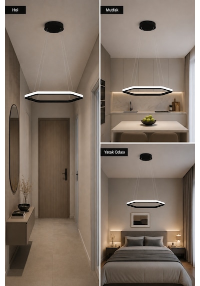 AvizeGO Ares Led Sarkıt Avize Beyaz Işık Siyah