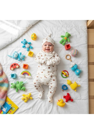 Ürünya Yenidoğan Coconut Desenli 5 Li Set - Beyaz