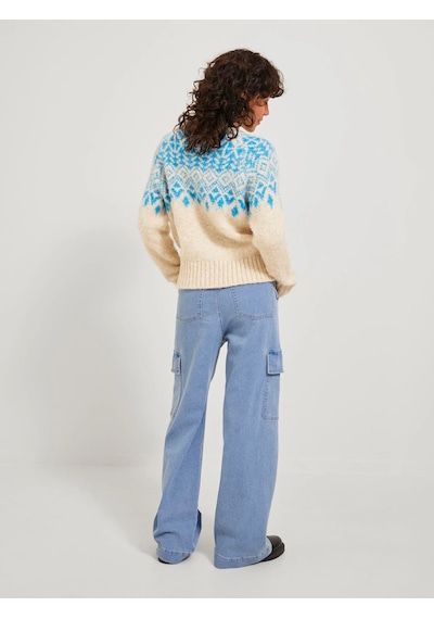 Jack&jones Jjxx Oversize Yuvarlak Yaka Kadın Kazak - Minimalist Tarz Kemik - Mavi Jack&jones Jjxx Oversize Yuvarlak Yaka Kadın Kazak - Minimalist Tarz Kemik - Mavi